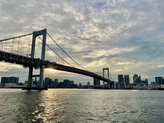 日本東京の橋、水上から