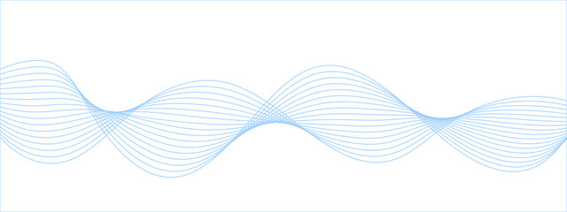 Abstract music wave element for design.  Classic banner template pattern for social media and web sites. Modern vector banner template with blue wavy lines. Dynamic sound wave.