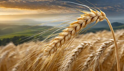 Naklejka premium A high-quality image of a single ear of wheat on a transparent or white background, perfect for agricultural, culinary, or botanical themes, offering rich detail and versatile design use.