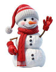 Festive Snowman with Red Hat and Scarf , png snowman transparent background.