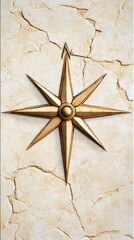 Fototapeta premium Vintage Compass Rose on Cracked Stone Background Symbolizing Exploration and Navigation in Rustic Style