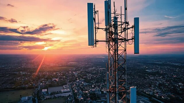 5G towers and infrastructure secured by cutting-edge cybersecurity technology to prevent data breaches.