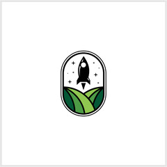 rocket farm logo simple emblem
