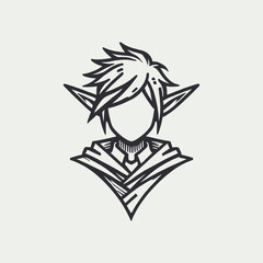 Minimalist Icon of a Fantasy Elf Character