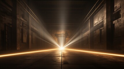 laser light cutting through space in a dark atmosphere, space on the left side, Golden Hour Lighting,generative ai illustration