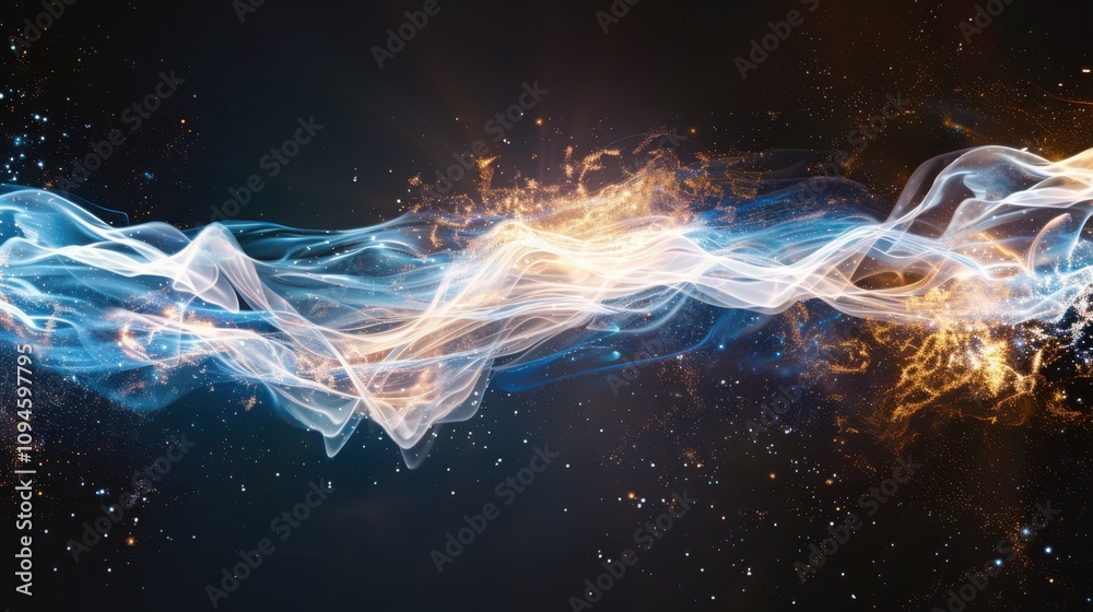 Poster dynamic abstract glowing lines representing data transfer in a modern digital environment