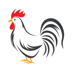 Rooster illustration with flat and minimal colors.