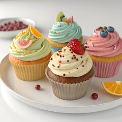 cupcakes with cream and sprinkles