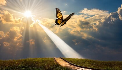 A vibrant metaphorical depiction of aspiration, ambition, and transformation symbolizing the drive for change, personal growth, and success in overcoming challenges to achieve meaningful