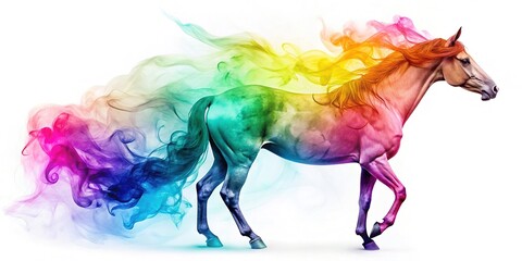 A white stage is adorned with a smoky silhouette, painted in pastel hues.