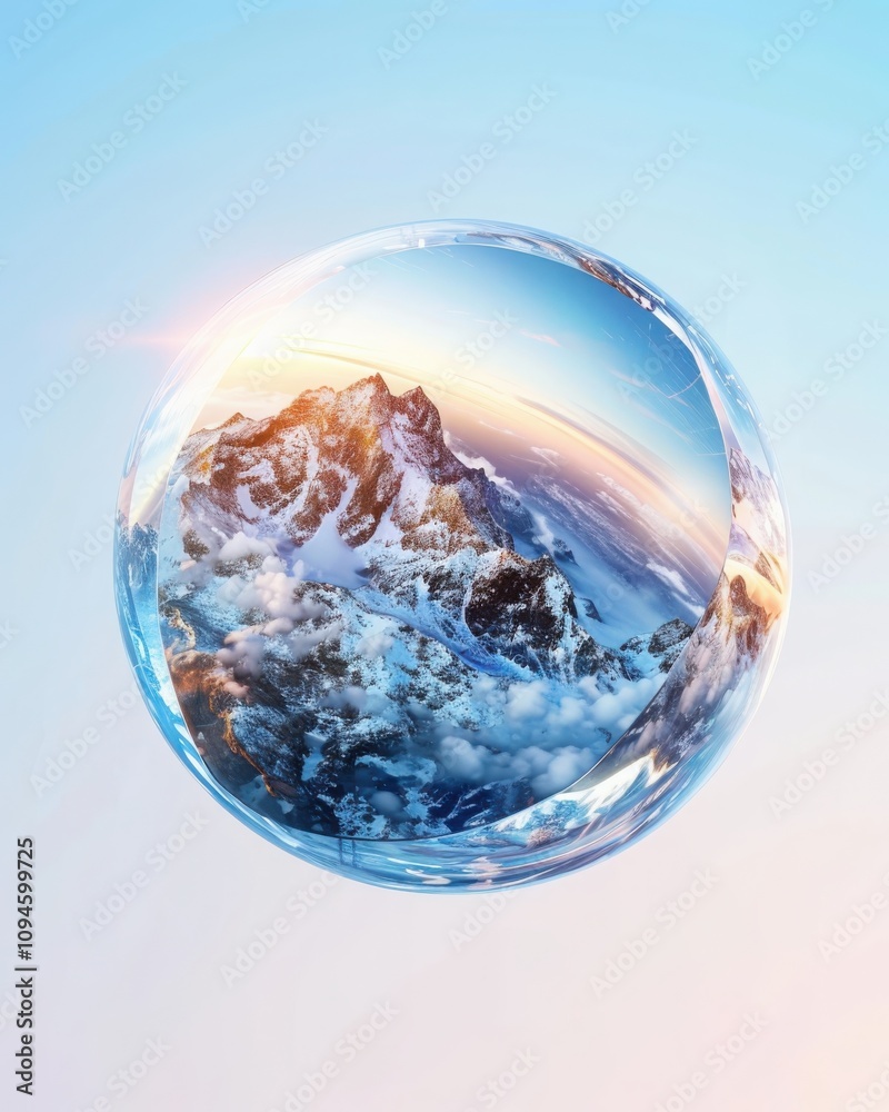 Poster Surreal encapsulation of earth abstract space digital art soft gradient background minimalist viewpoint