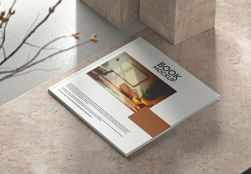 Hardcover Book On The Floor Mockup