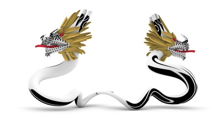 3d illustration of abstract dragon with light elegant glass background