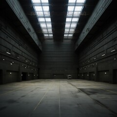 Obraz premium Empty concrete basement with lateral lights, Interior concept background