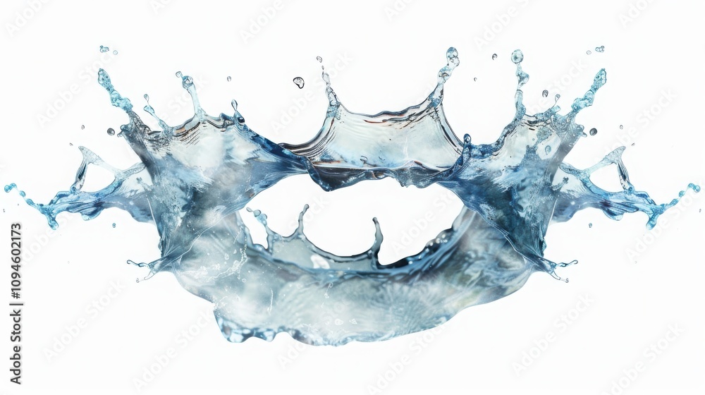 Poster dynamic water splash creating a crown shape studio setting high-definition image clean background ab