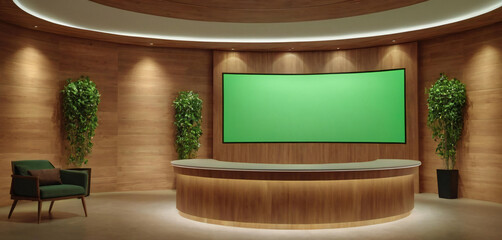 News Studio, Backdrop For TV Shows .TV On Wall.3D Virtual News Studio Background