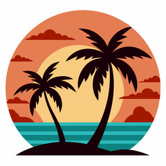 sunset on the beach palm trees