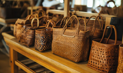 Obraz premium Warm, handcrafted leather bags rustic charm
