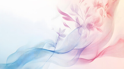 Soft Blush Floral Abstract Background with Flowing Lines and Delicate Petals for Elegant Design and Print Projects