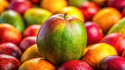 Vibrant Ripe Mango in Tilt-Shift Photography Showcasing Tropical Freshness and Rich Colors