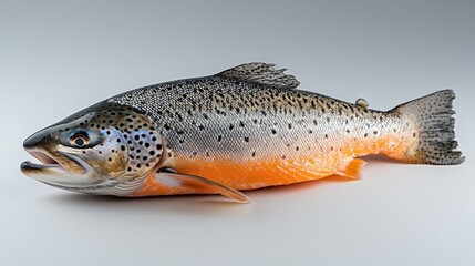Obraz premium Fresh brown trout on white background. (4)