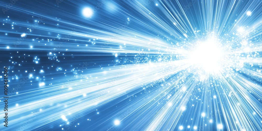 Poster A burst of light with rays and particles, conveying energy and dynamism.