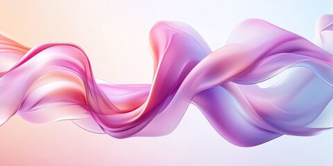 A flowing abstract design featuring soft, colorful waves in pink and purple hues.