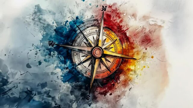 Exploring the artistry of compass design with vibrant colors and abstract background