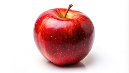 Drone photo: Isolated red apple, white backdrop, AI art.