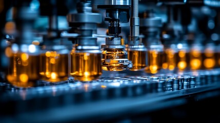 Automated Filling and Capping of Glass Bottles on a Conveyor Belt