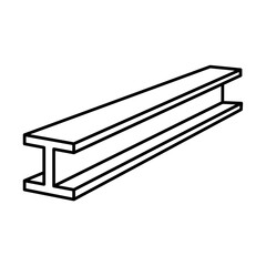 Steel beam H-beam or I-beam line icon. 3d steel rod bar straight. Single image stroke solid fill outline contour line thin flat style. Vector illustration
