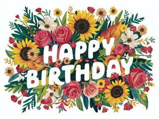 birthday card with flowers