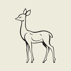 Fototapeta premium A drawing of a deer with antlers. Deer Silhouette with a beige background.