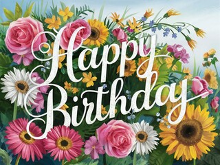 birthday card with flowers