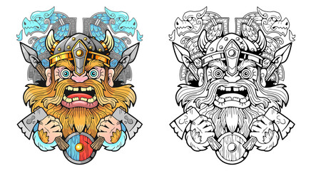 Funny Scandinavian Viking Illustration Design