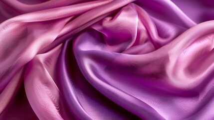 Obraz premium A close-up view of elegantly draped silk fabric in shades of pink and purple, showcasing texture and color blending.