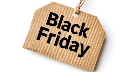 Tag displaying the words Black Friday in bold black letters, symbolizing the excitement and promotions of a major shopping event.