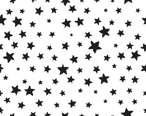 Seamless pattern with black stars random size
