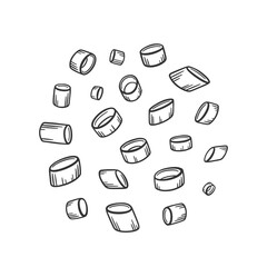 Vector green onion rings isolated on white. Sketch green onion.