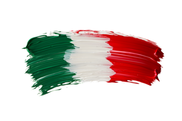 Italian flag painted using brush isolated over white (transparent) background; simple Italy country sybol