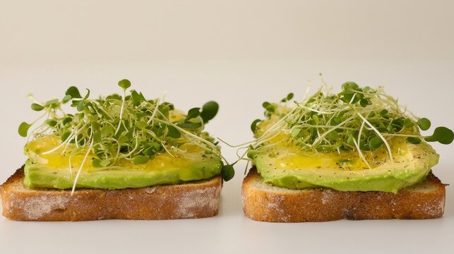Healthy breakfast recipe avocado toast with sprouts kitchen food photography bright nutritional concept