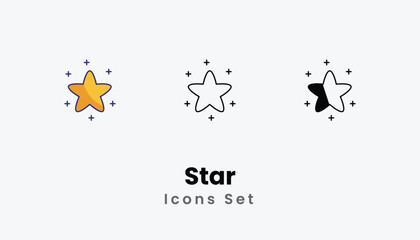 Star Icons thin line and glyph vector icon stock illustration