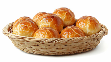 Golden-Brown Baked Buns in a Wicker Basket, a Delicious Treat