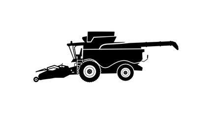 Paddy Harvester Machine,  black isolated silhouette