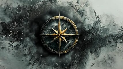 Exploring the meaning of direction through a weathered compass design in a moody atmosphere