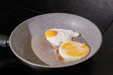Frying pan with fried eggs