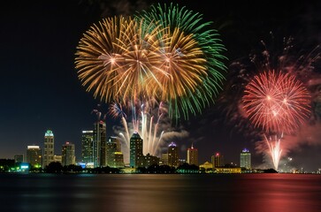 Fototapeta premium fireworks over the city