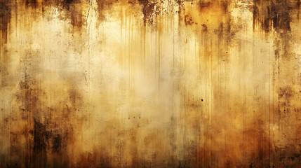 Aged Grunge Texture Background: Brown and Gold Abstract Wall with Vertical Streaks and Distressed Effect
