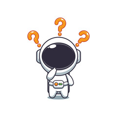 Cute astronaut is confused cartoon vector illustration © Artprodite