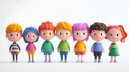 Fototapeta premium Animated 3D Character Concepts, Colorful 3D Chibi Characters in Playful Style